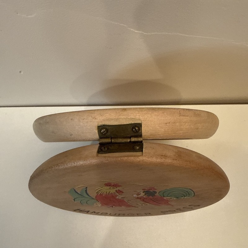 Vtg Hamburger Press Tole Painting Roosters Wood Beautiful Display Piece gallery