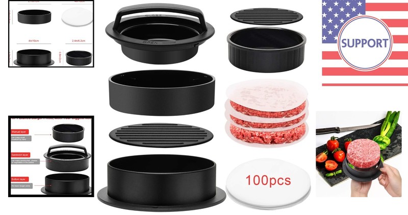Versatile 3-in-1 Burger Press: Create Perfect Patties & Sliders Easily! gallery
