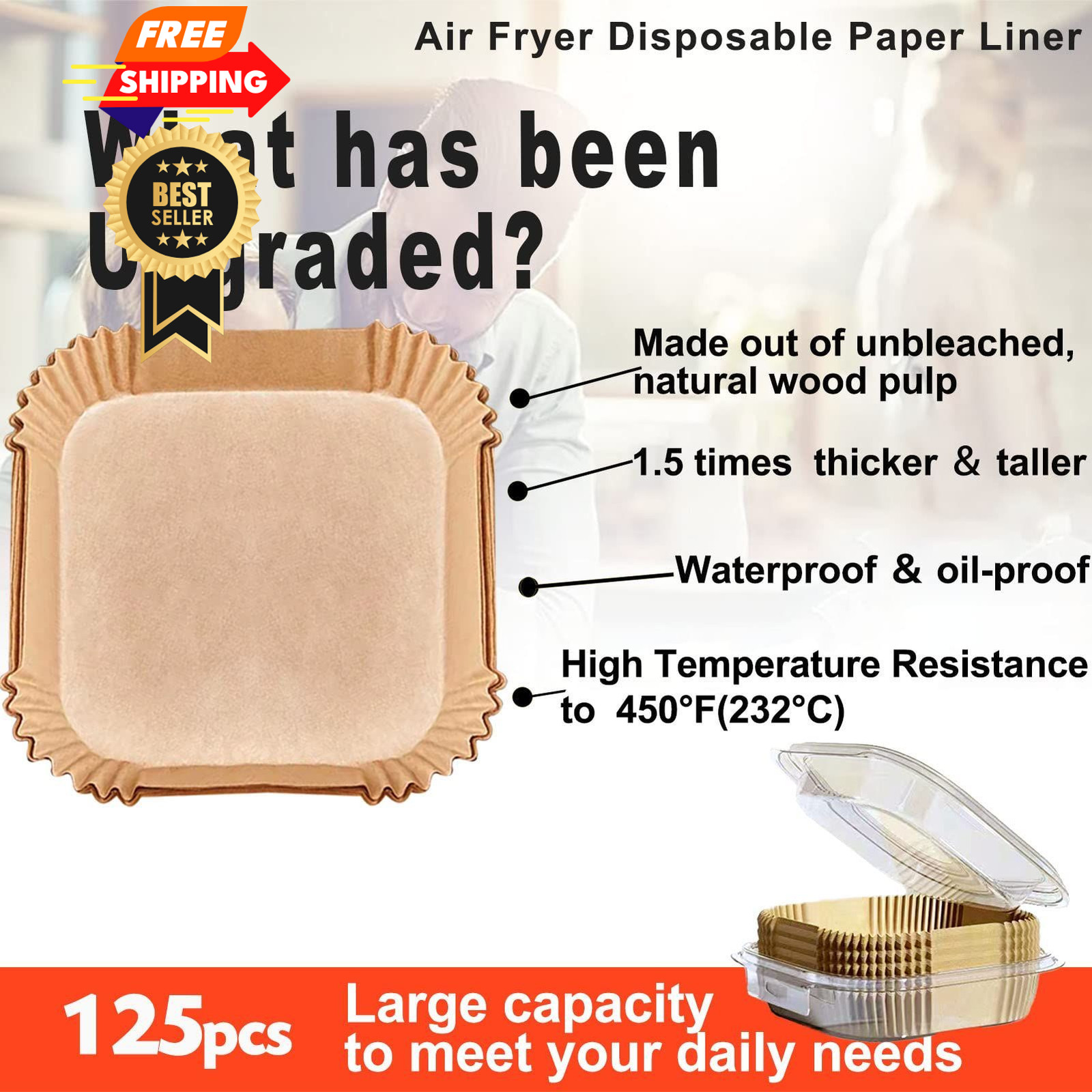 Air Fryer Liners Disposable 9 Inch, 9 inch 9" Square 125 pcs gallery