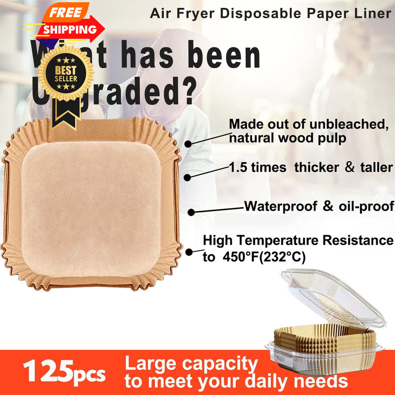 Air Fryer Liners Disposable 9 Inch, 9 inch 9" Square 125 pcs gallery