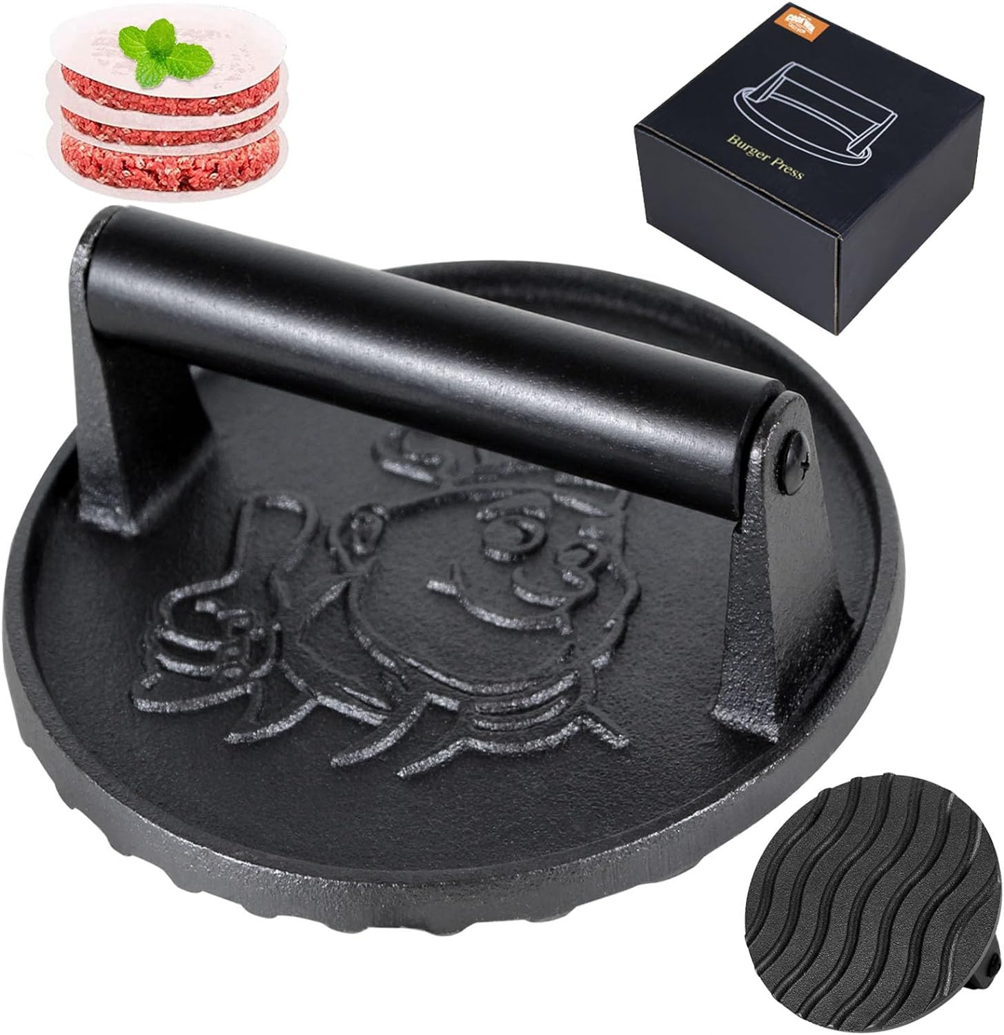 Smash Burger Press Heavy Duty 6 Inch Hamburger Press with Heat Insulation Handle gallery