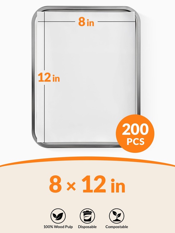 SMARTAKE 200 Pcs Parchment Paper Baking Sheets, 8x12 8" x 12"-200 Pcs, White gallery