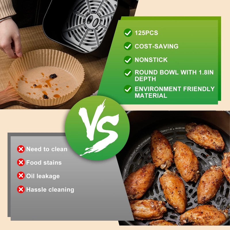 Disposable Air Fryer Paper Liners, 125Pcs 6.5In Parchment 6.5"Round, Nature gallery