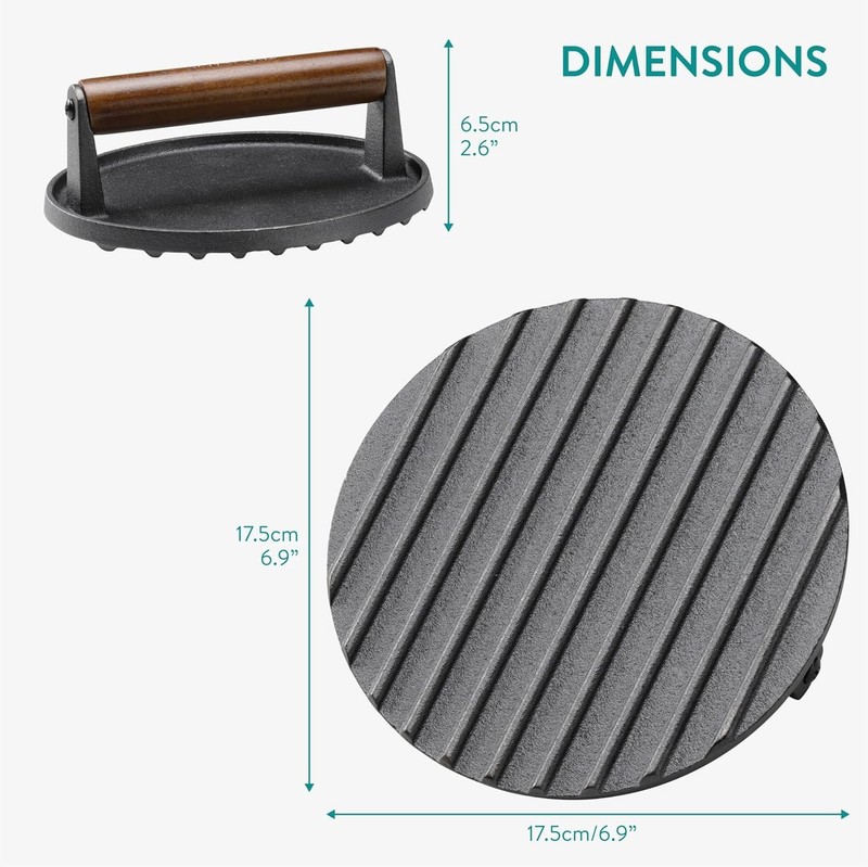 Ergonomic Cast Iron Burger Smasher for Perfectly Seared Patties - BBQ Essential gallery