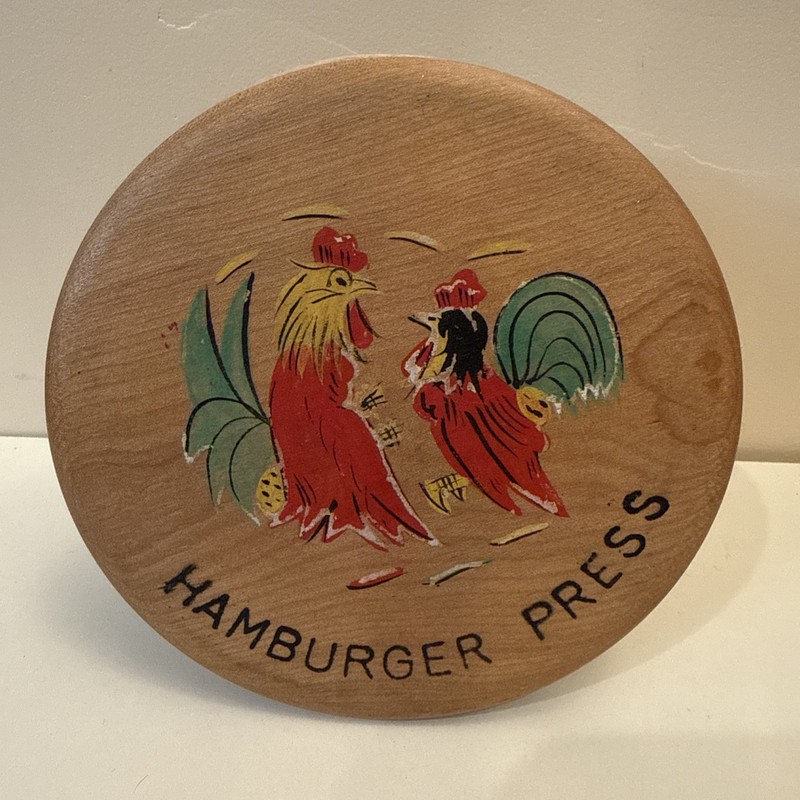 Vtg Hamburger Press Tole Painting Roosters Wood Beautiful Display Piece gallery