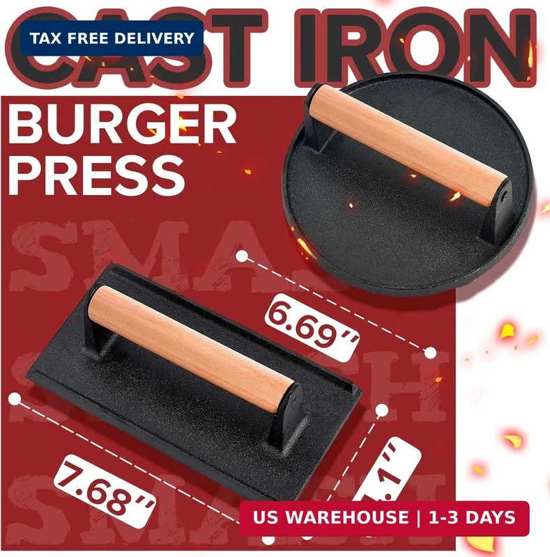 Grilliance Smash Burger Press Kit, 3 in 1 Hamburger Press Patty Maker, Black Cas gallery