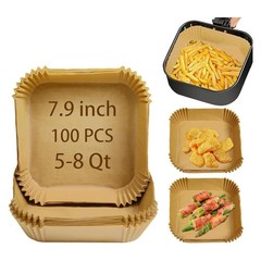 Air Fryer Liners Disposable Compatible 100pcs 7.9 inch, 100* Parchment