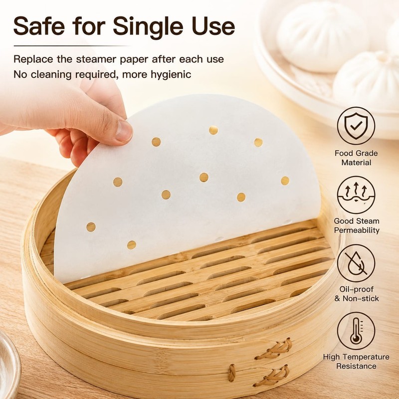 Steamer Paper 20cm 50PCS Non-Stick Oilproof Steaming Paper gallery