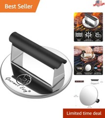 2lb Stainless Steel Smash Burger Press with Heat Resistant Handle for Grilling