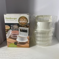 cooks Works 4 Hamburger Patty Maker BPA FREE Dishwasher Safe Easy Shape & Store