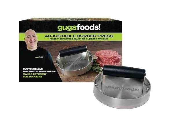 Guga Foods- Adjustable Burger Press, Stainless Steel