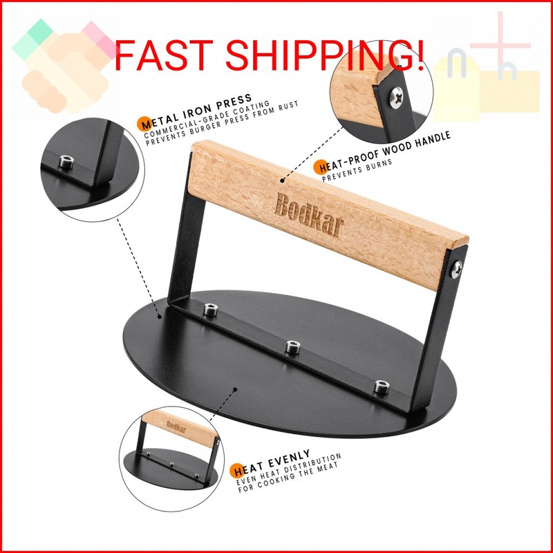 bodkar Smash Burger Press 6 inch, Round Burger Smasher Grill Press for Griddle B gallery