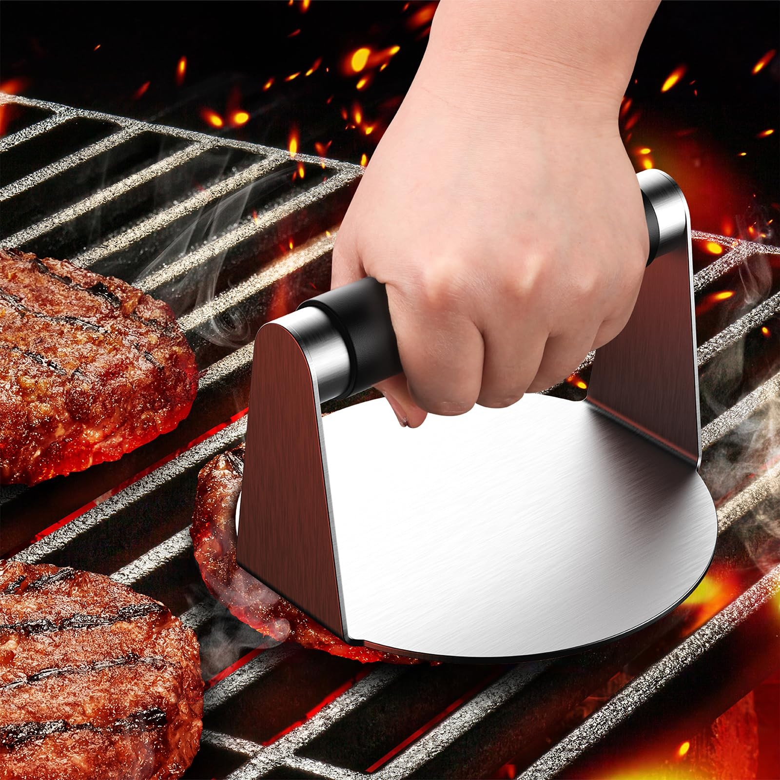 Pisol Smash Burger Press, Hamburger Smasher Tool for Griddle, Stainless Black gallery