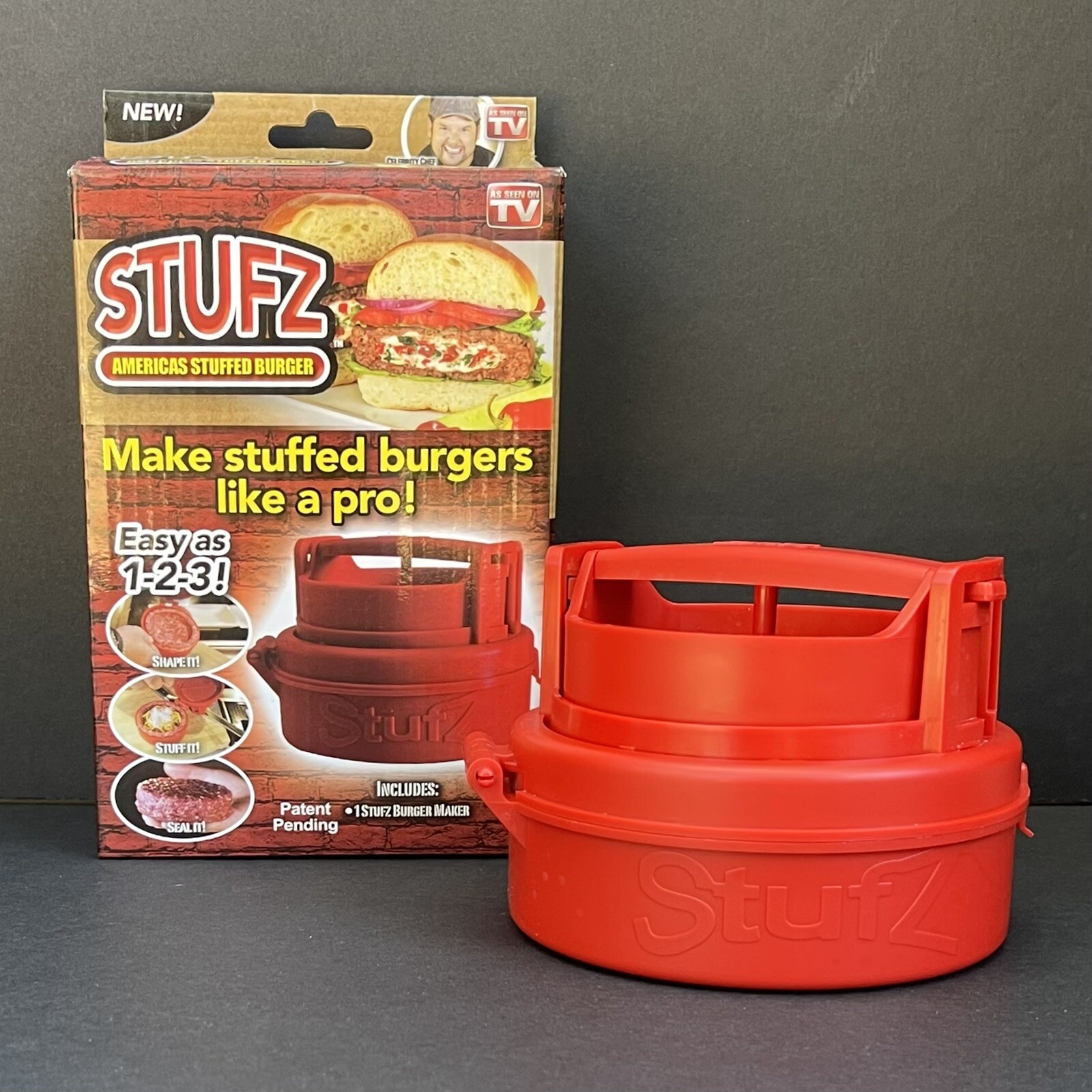 Stufz Stuffed Burger Press - Hamburger Patty Maker - As Seen On TV - Open Box gallery
