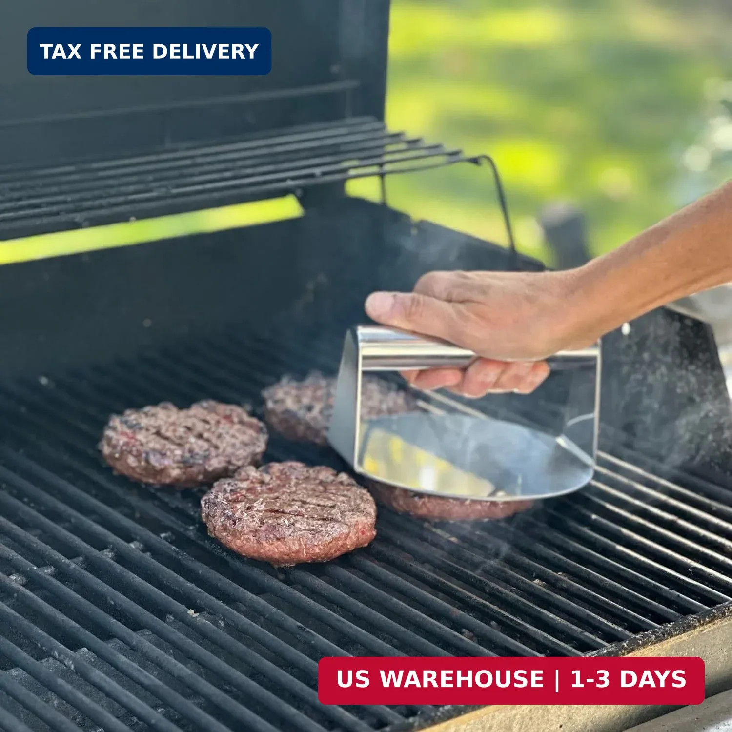 Outset Burger Smasher, Stainless Steel, 6" Grill Burger Press gallery