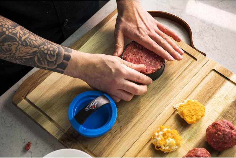 Gourmet Burger Press Kit - Hamburger and Slide Press, Stuffed Burgers, Dishwashe gallery
