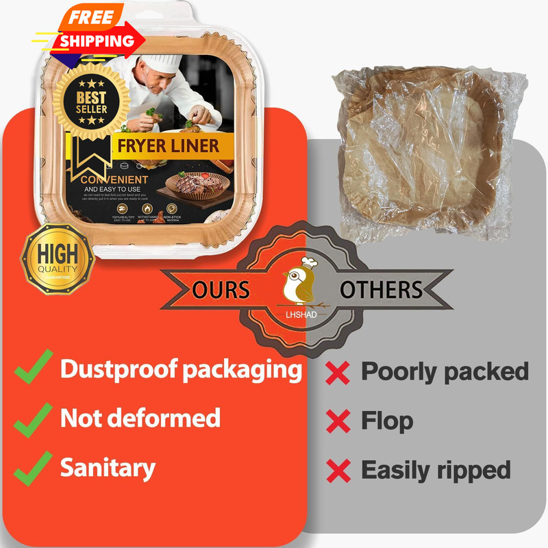 Air Fryer Liners Disposable 9 Inch, 9 inch 9" Square 125 pcs gallery