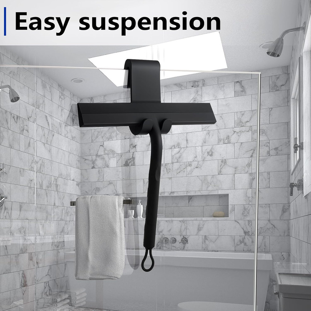 Shower Squeegee for Glass Doors and Bathroom, Stainless Steel with Silicone B...