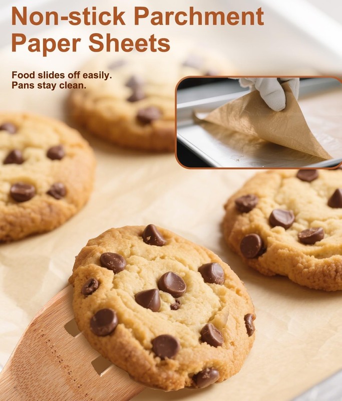 Parchment Paper Sheets 9x13 Inch – 70Pcs Precut 9*13in - 70pcs, Brown gallery