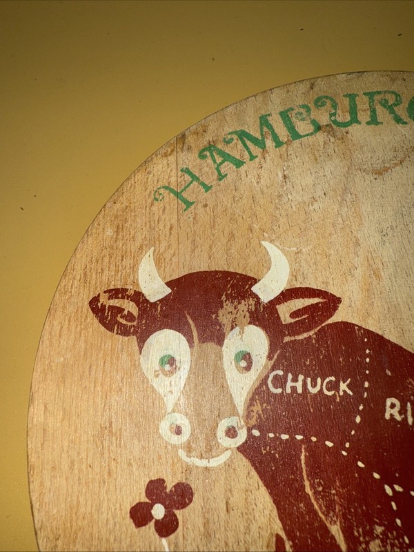 Vtg Parksmith Corp-Japan Wooden Hamburger Press Retro Decor Kitschy Cow 5.75”W gallery