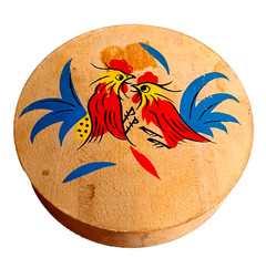 Wooden Hamburger Press Vintage Fighting Cocks Roosters Kitchy Cabincore