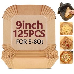 EKACO 9 Inch Air Fryer Liners Disposable-125PCS Square 9 Inch, Copper