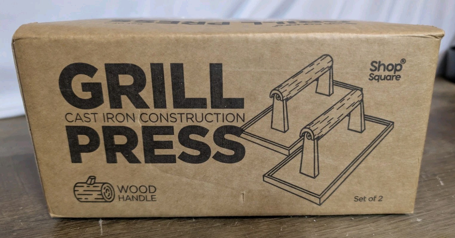 Cast Iron Grill Press 8 3/4 X 4 3/8 Set Of 2 Wood Handle Nonstick Bacon Press 8 gallery