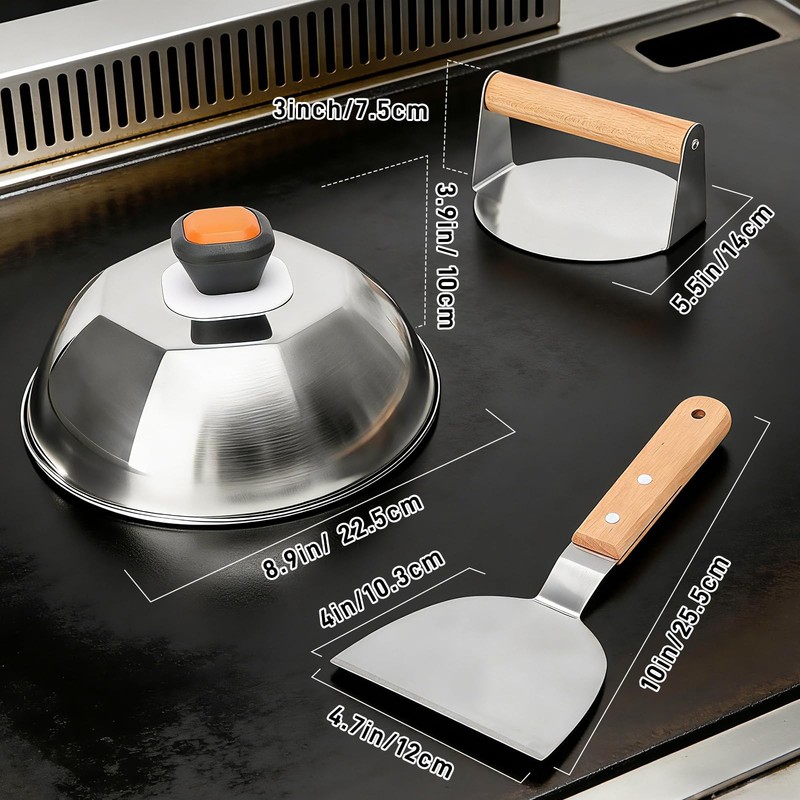 Smash Burger Press Kit - Burger Press, Melting Dome, Grill Spatula Hamburger ... gallery