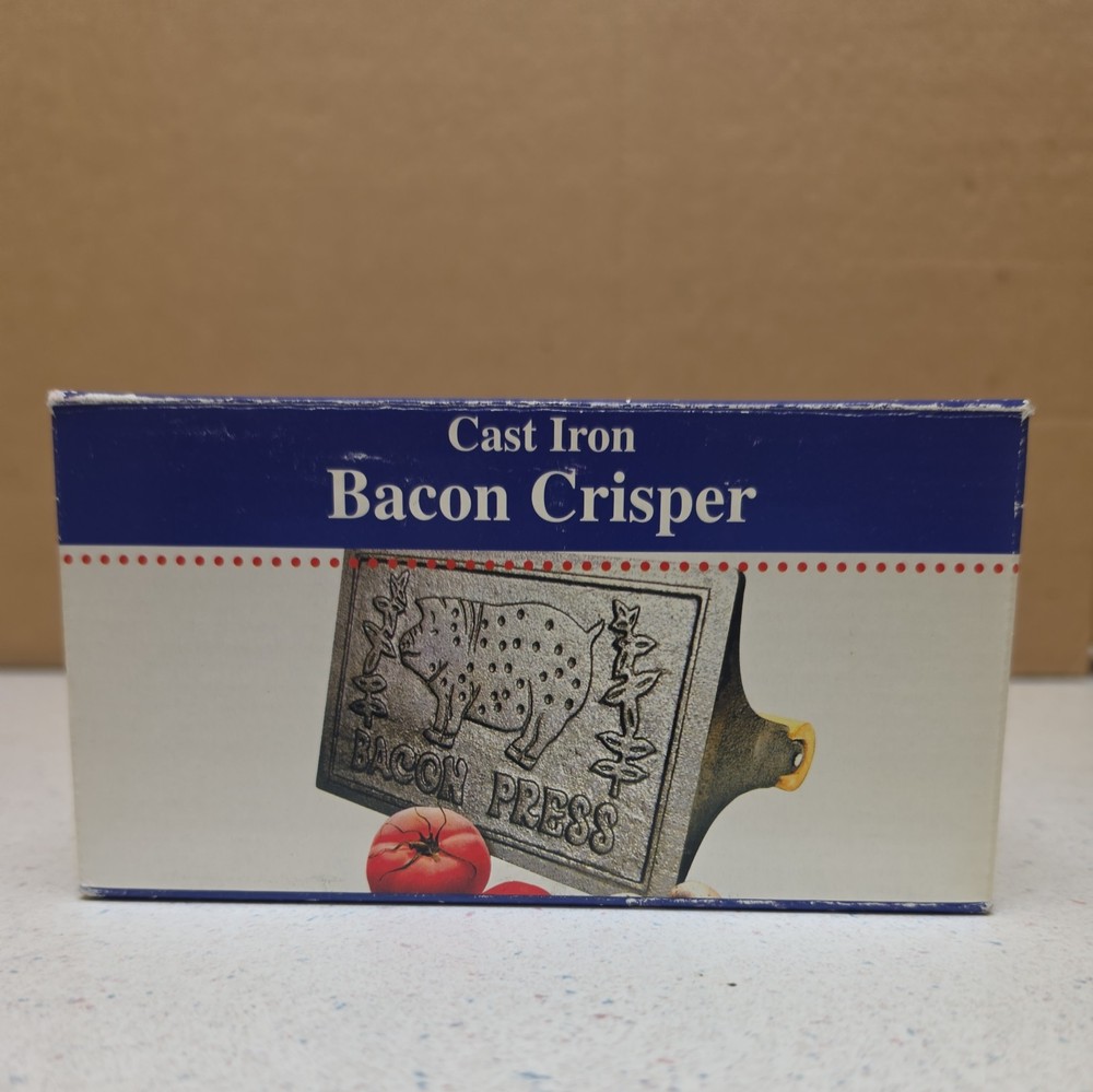 Heavyweight Cast Iron Bacon Press with Wooden Handle for Perfectly Crispy Bacon