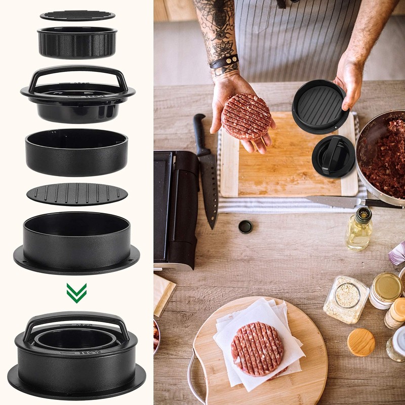 3n1 Hamburger Press Patty Maker, Burger Press, Non-Stick Meat Beef Veggie Molder gallery