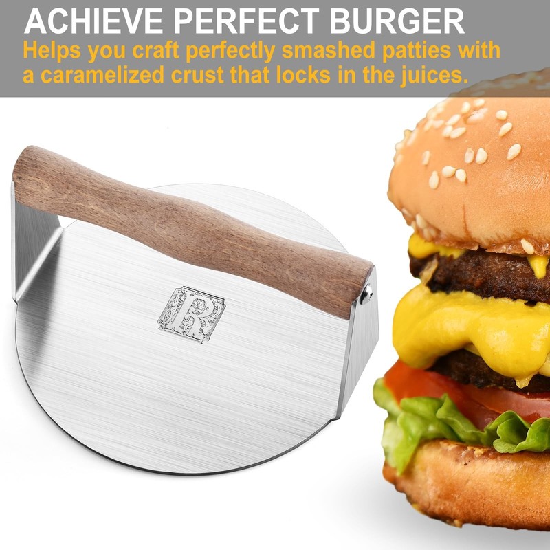 Stainless Steel Burger Press-Engraved Letter Customized Gift idea 6 inch Round gallery