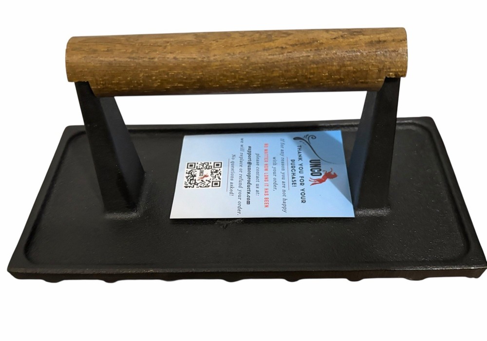UNCO- Cast Iron Grill Press, 8.5 X 4.1 Inch, 2.6 Lbs, Burger Press for Griddle,