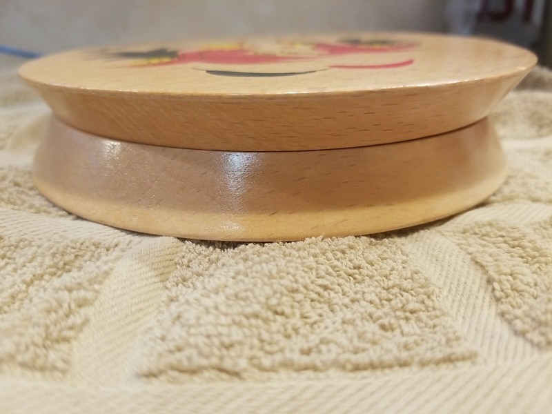 Vintage Fighting Rooster Hamburger Press Wooden Hand Painted Japan gallery