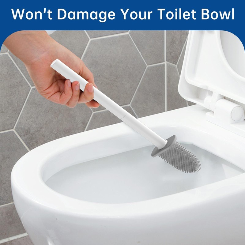 RV Toilet Bowl Brush by, Silicone Bristles, Wall-Mounted, Anti-Roll & Anti-Dr... gallery