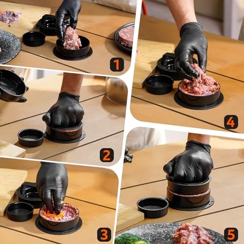 6PCS Burger Set, Cheese Melting Dome & Burger Press Kit, Basting Cover with gallery