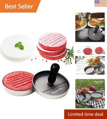 Effortless Homemade Burgers – Non-Stick Patty Maker with 100 Parchment Sheets