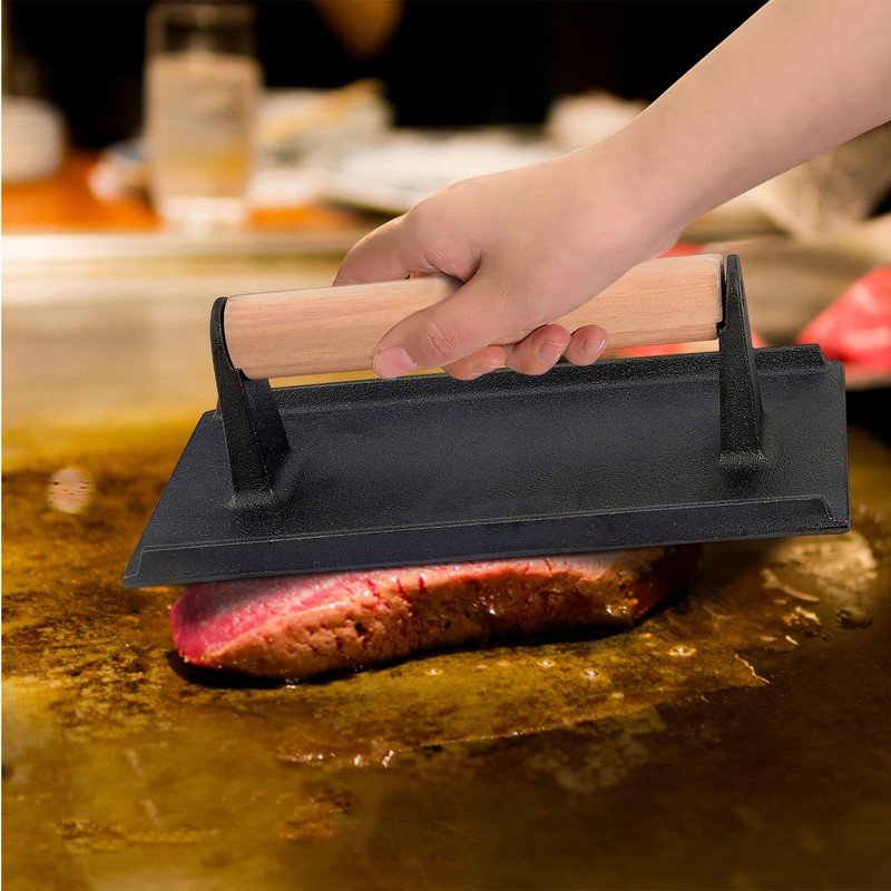 Smash Burger Press, Cast Iron Burger Press, Heavy-Duty Hamburger Smasher Tool... gallery
