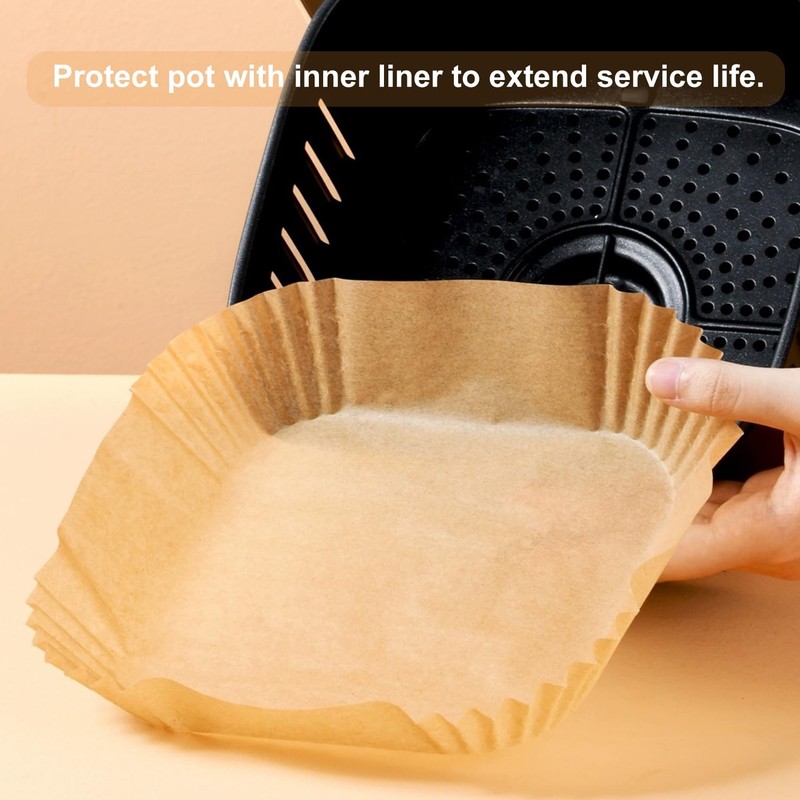 SHINYMOMO Air Fryer Liners Disposable Paper,100Pcs Airfryer 6.3”Square, Beige gallery