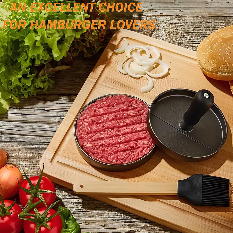 Aluminum Burger Press Patty Maker 2 PCS NonStick Papers Meat Beef Veggie gallery