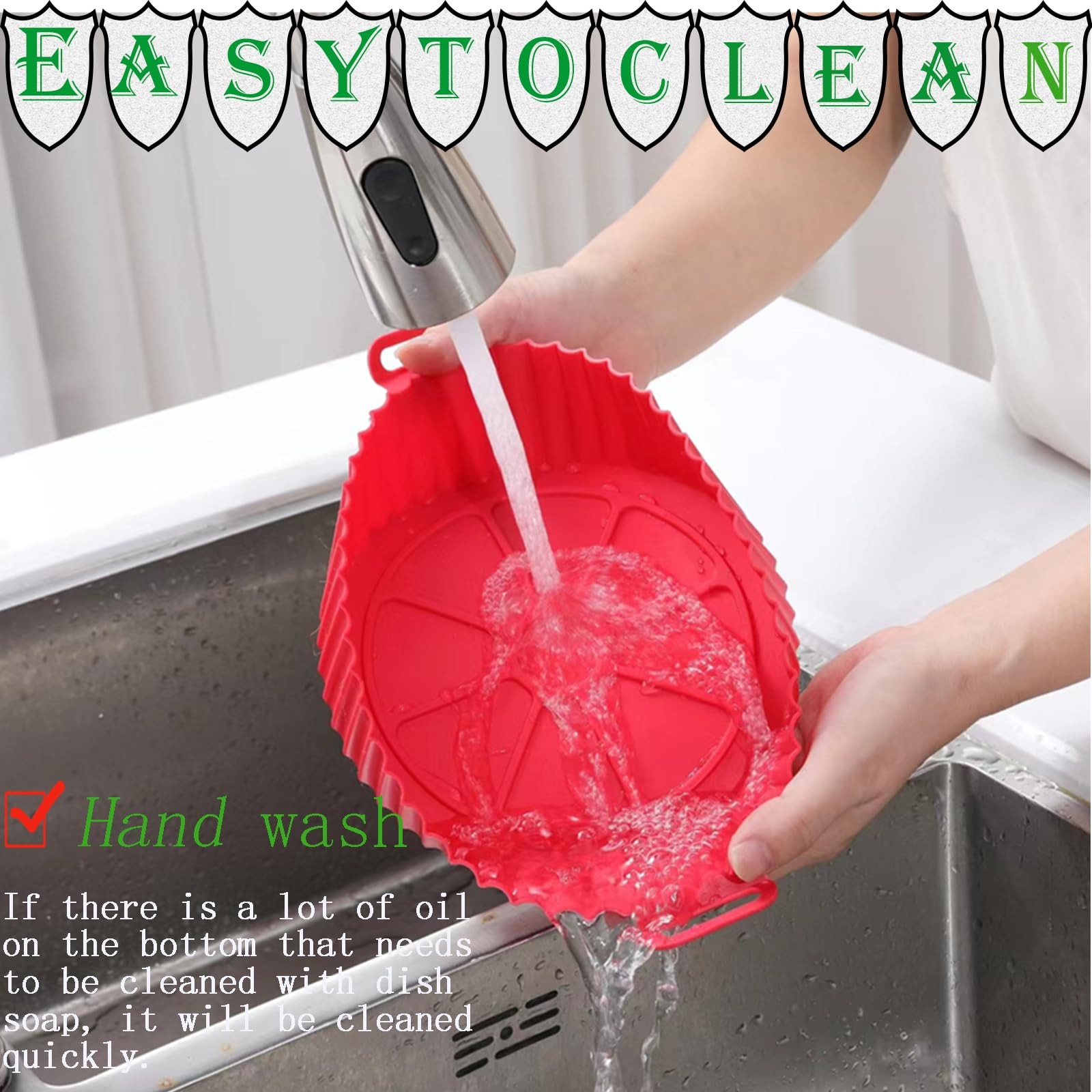 Somoga Air Fryer Silicone Liners Pot for 3-5QT 6.5inch-2PCS, Silicone-Round gallery
