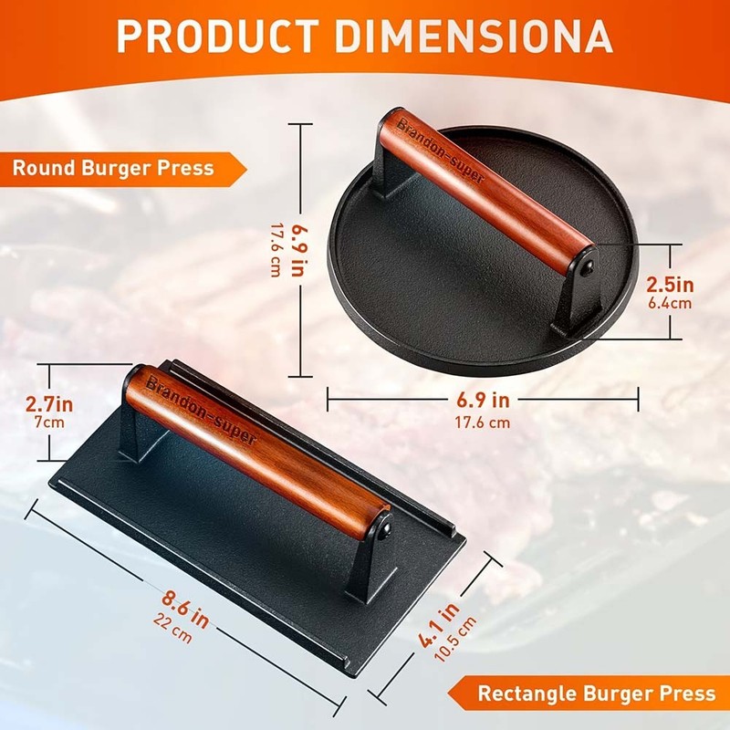 Hamburger-Pressing Heat-Resistant Home-Use 2-Piece Cast Iron Hamburger Press Set gallery