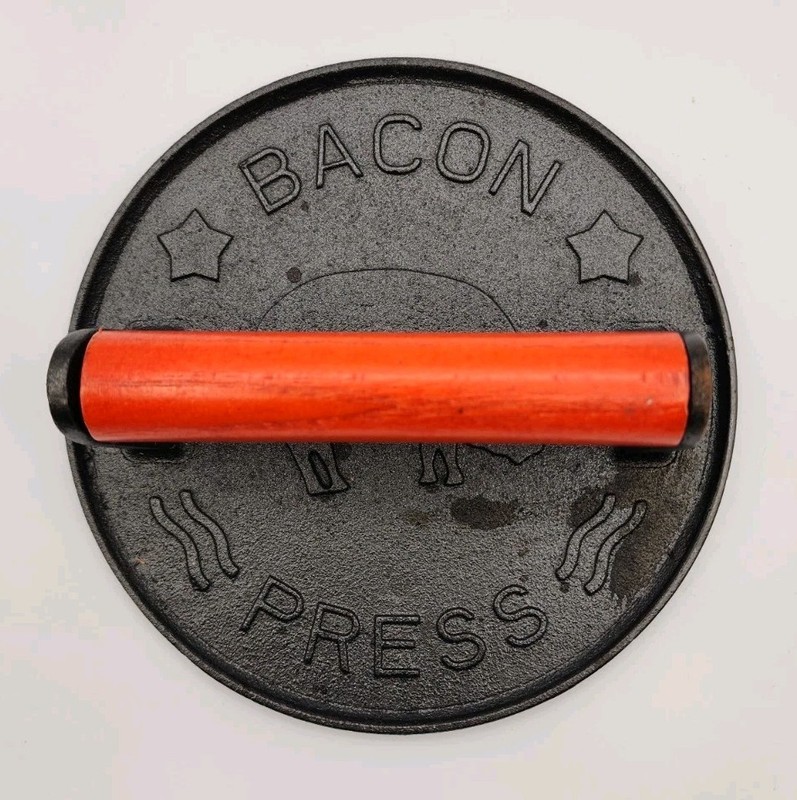 Bacon And Burger Meat Press Cast 7" Diameter Iron Gril Press gallery
