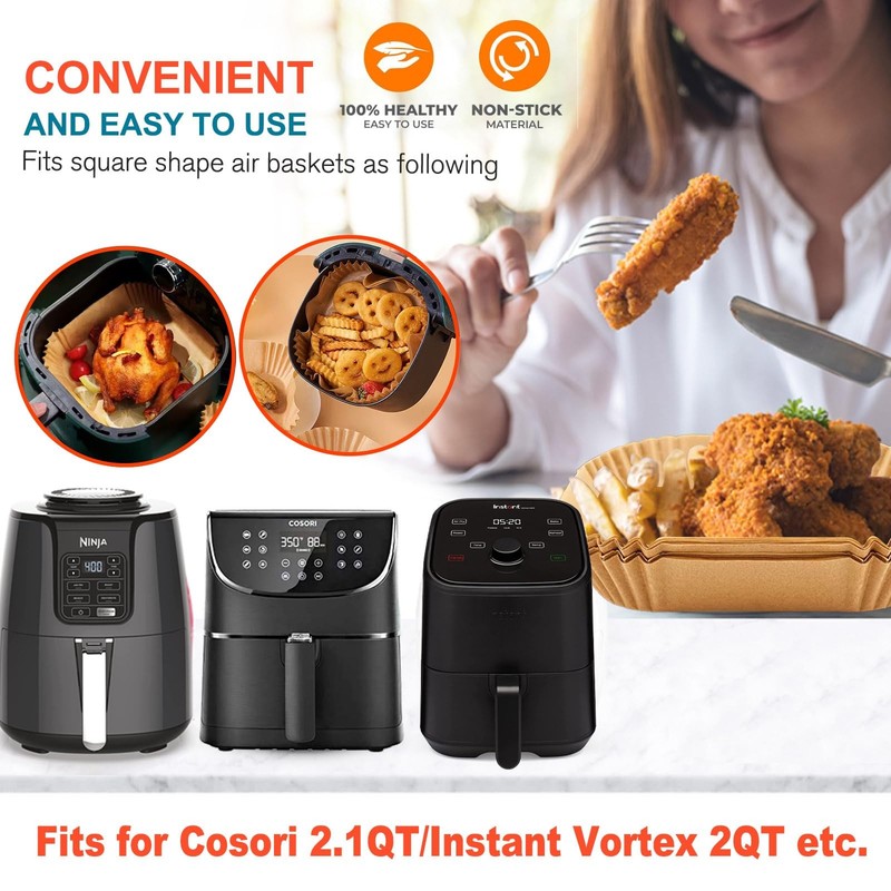 Small Air Fryer Liners, Mini 2 2.1 2.6 5.5" Square, Natural gallery