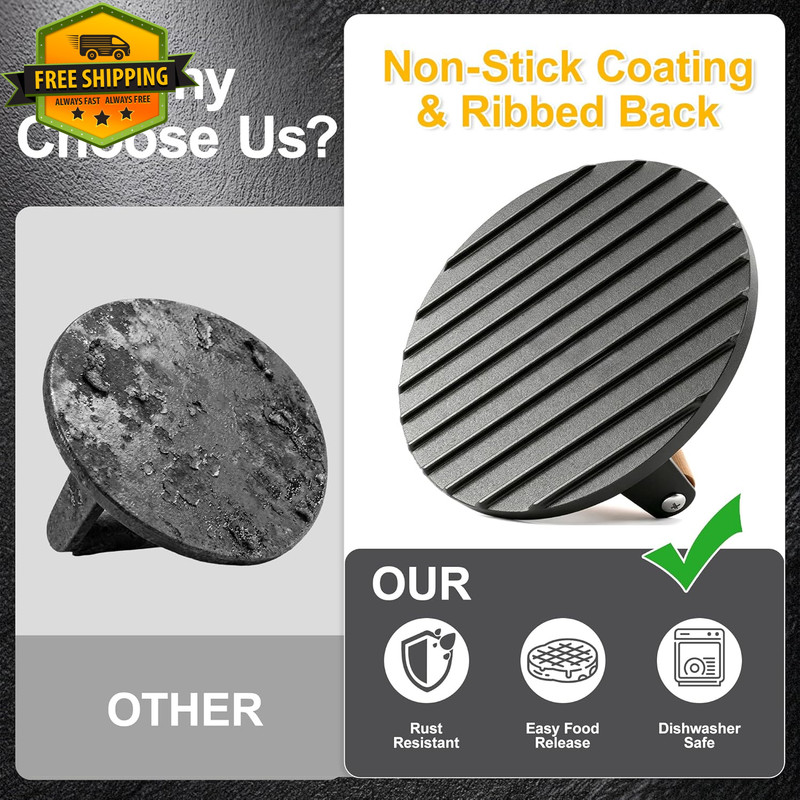 Heavy Duty Cast Iron Burger Press Non Stick Smasher For Griddle Grill BBQ Tool gallery