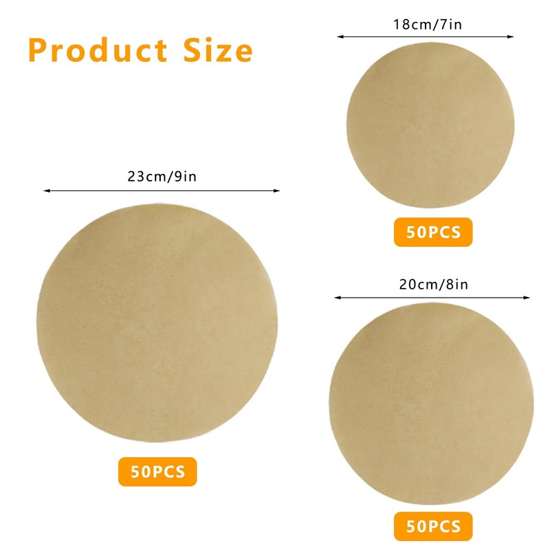 150 Pcs Round Baking 50 sheets 7'' + 50 8'' + 50 9'', Beige gallery