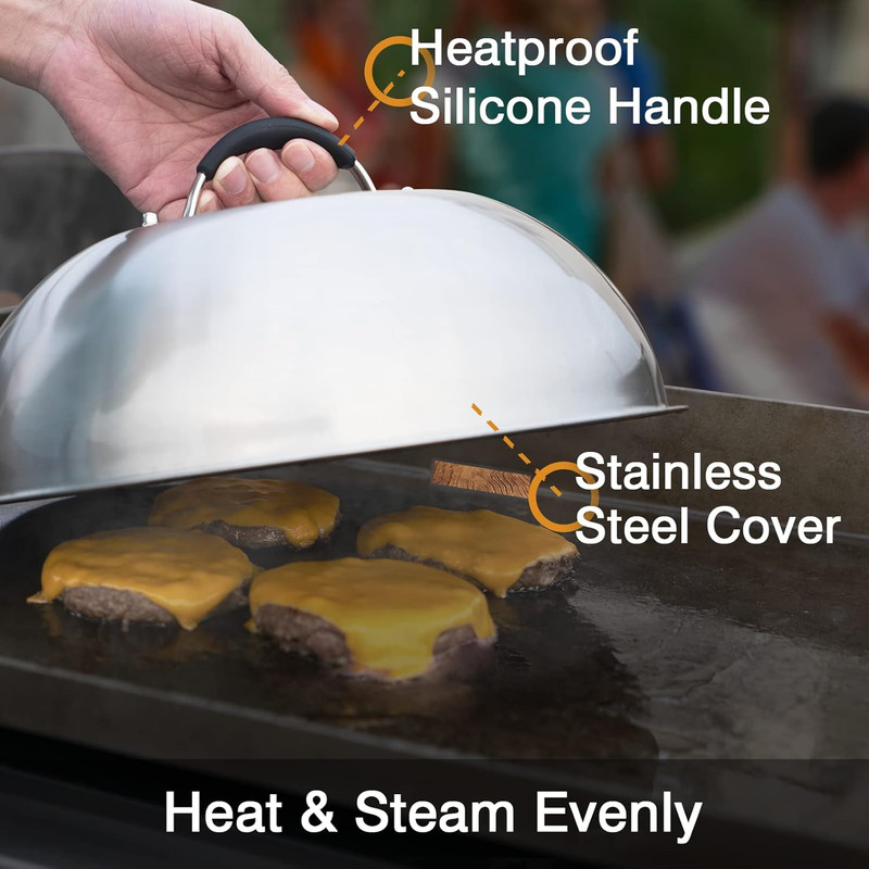 12" Melting Dome Cast Iron Griddle Burger Bacon Press Accessories for Blackstone gallery
