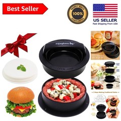 Deluxe Hamburger Press: 3-in-1 Non-Stick Tool with 100 Wax Papers – BPA Free