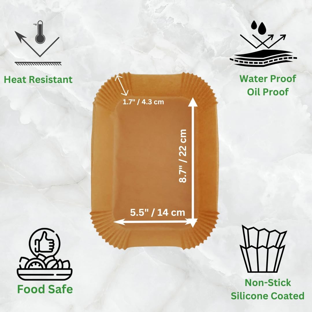 Disposable Air Fryer Parchment Paper RECTANGLE - 8.66"x5.5", Wood Color gallery