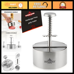 Stainless Steel Hamburger Press Patty Maker – Non-Stick Burger Molds, BPA-Free,