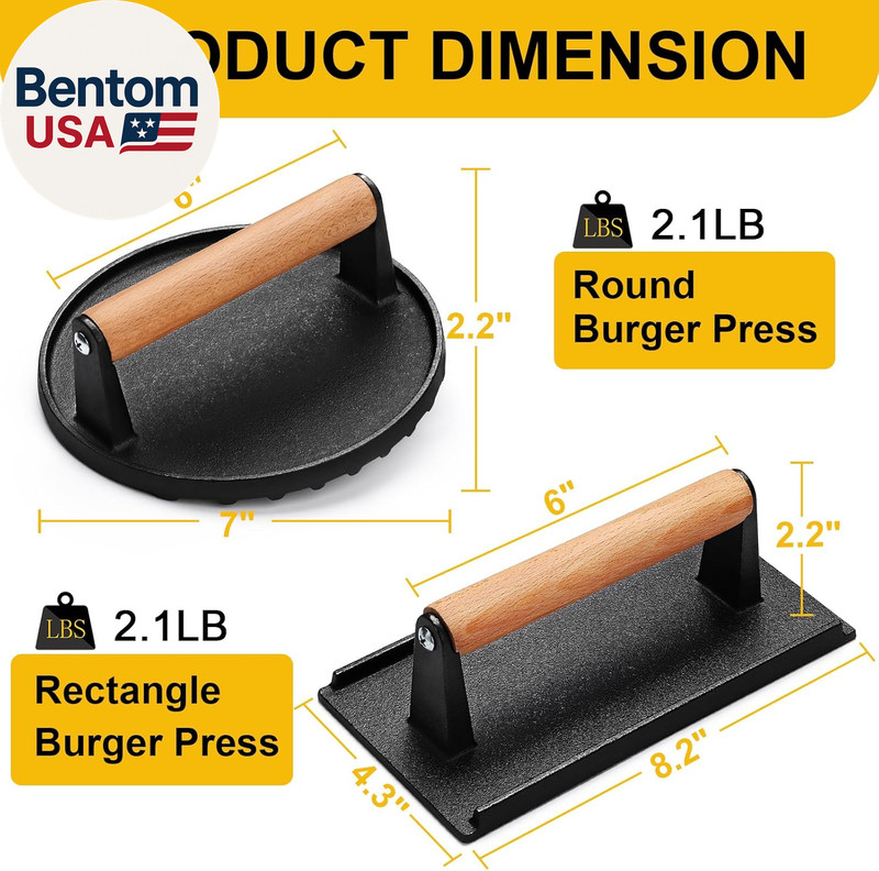Burger Press, Smash Burger Press for Blackstone Griddle, Heavy Duty Cast Iron ro gallery
